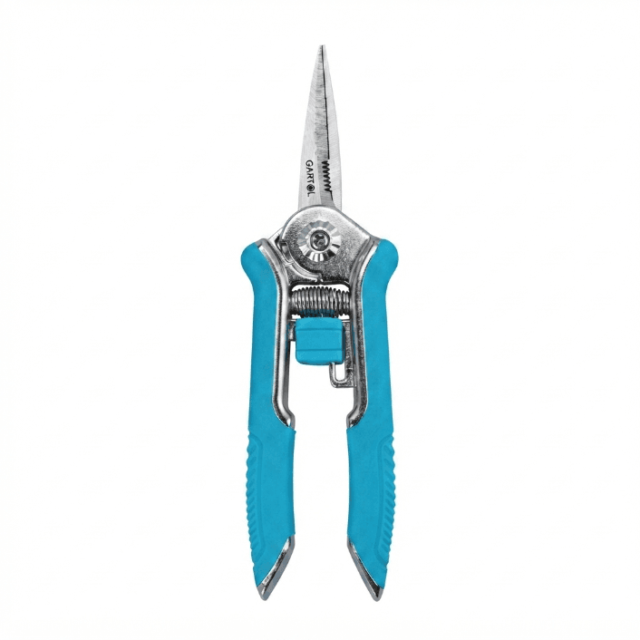 HC058-2 Mini Pruner Blue Stainless Steel Polished Blade Zinc Alloy TPR Handle 165mm | Sunwell Tools