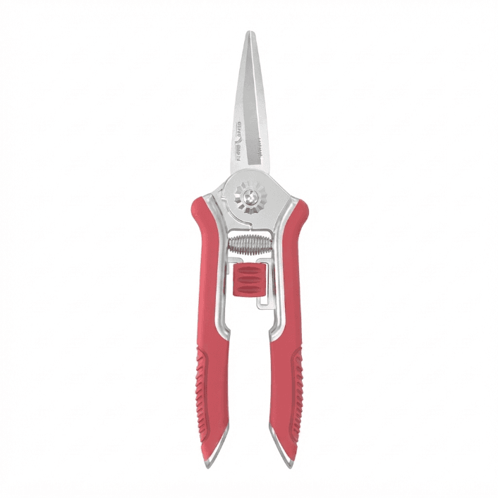 HC058-5 Mini Pruner Red Stainless Steel Polished Blade Zinc Alloy TPR Handle 165mm | Sunwell Tools