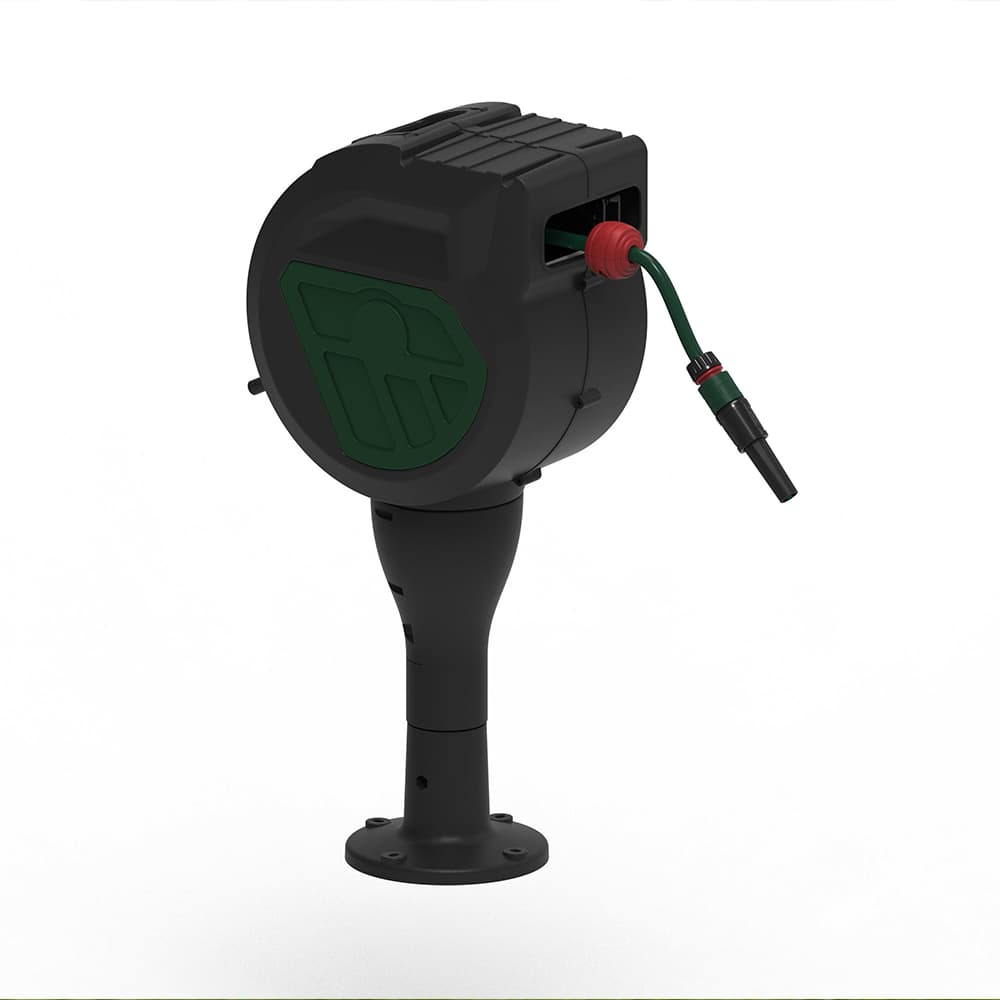 25m Portable Freestanding Hose Reel with Ground Spike | 360° Rotating Auto Rewind BSP No Drill